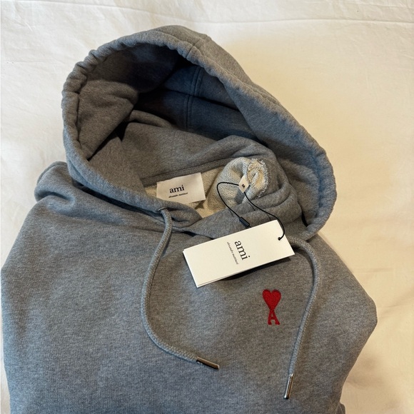 Ami Paris Grey Hoodie with Heart Emblem - Picture 4 of 8